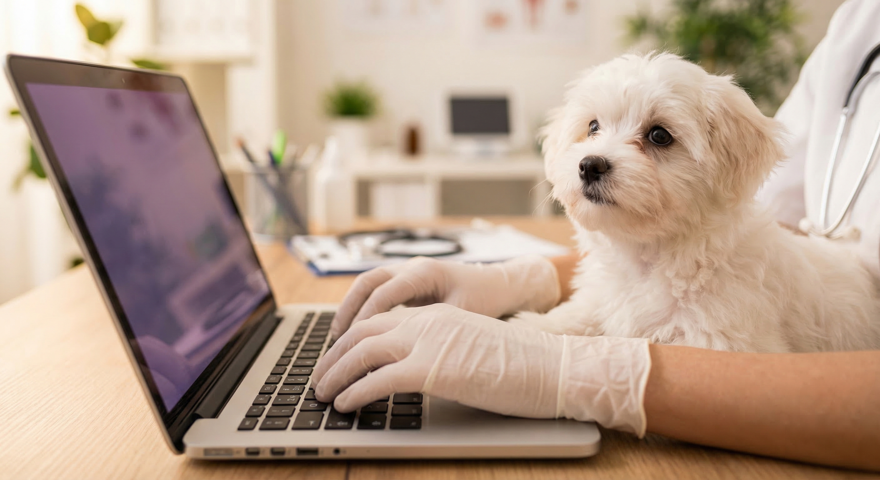 Veterinary professional managing client communications